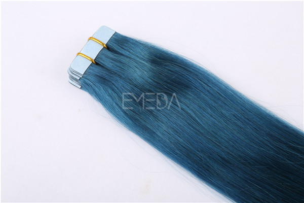 Blue color human hair tape hair extension ZJ0050
